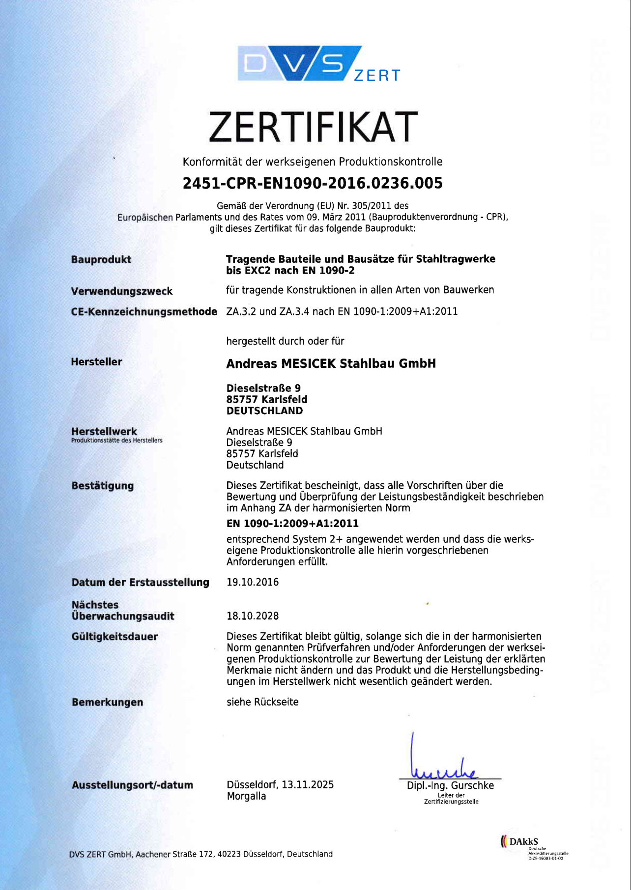 DVS Zertifikat – Vorschau